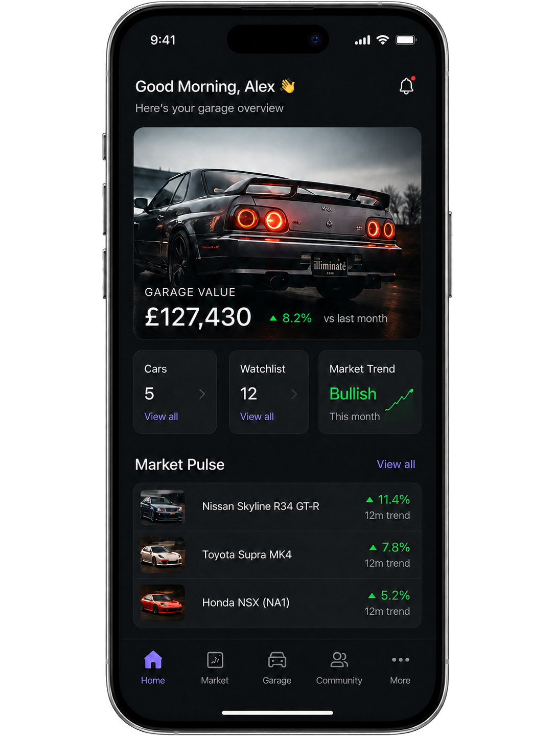 Garage management screen