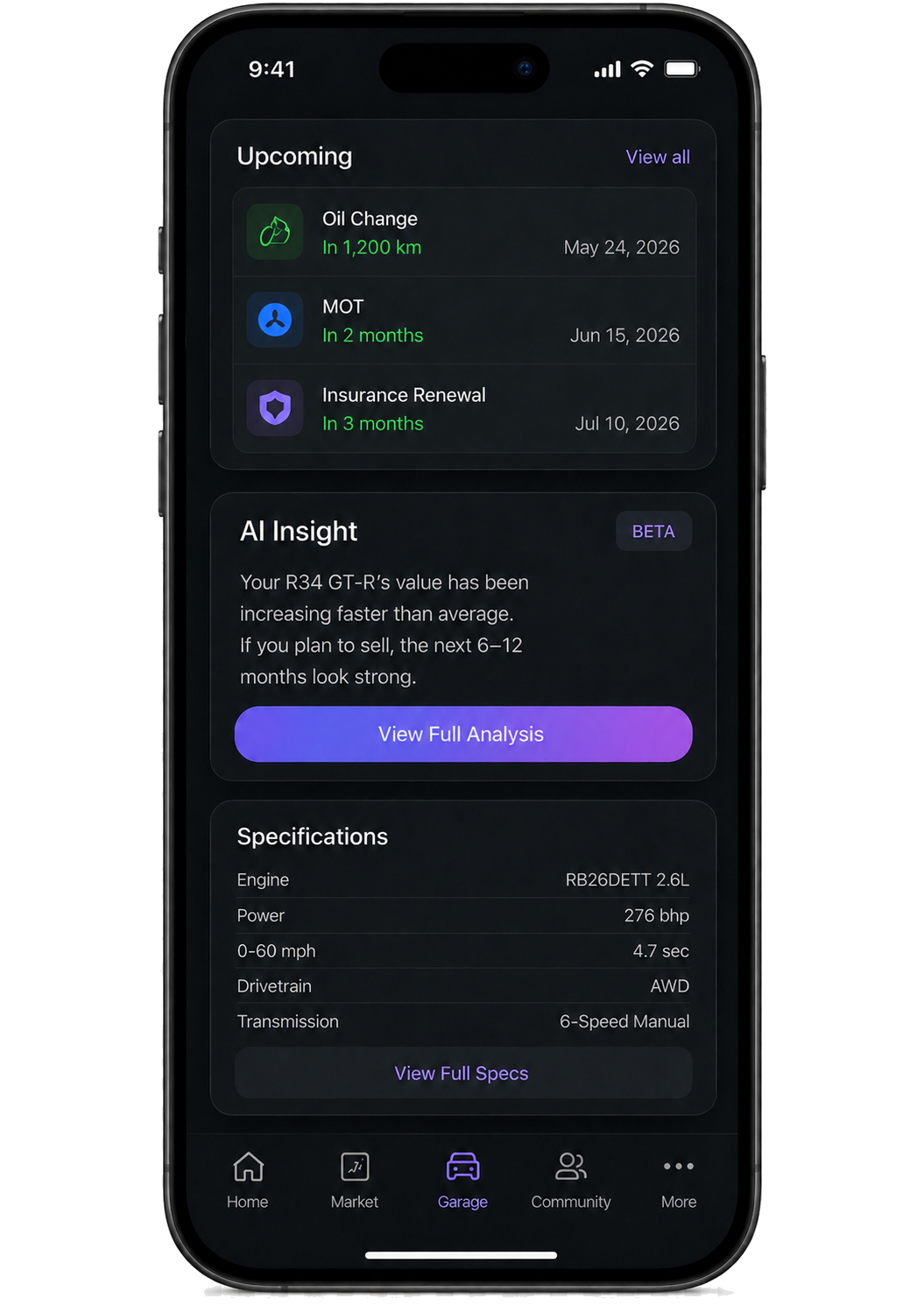 MOT and ownership screen